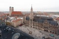 Aerial view of Marienplatz Square, New Town Hall Neues Rathaus and Frauenkirche church - Munich, Bavaria, Germany Royalty Free Stock Photo