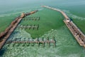 Aerial view about marina at Balatonlelle, Hungary. Royalty Free Stock Photo