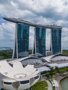 Aerial view of Marina Bay Sands in Singapore. The iconic hotel building in Singapore Royalty Free Stock Photo