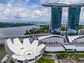 Aerial view of Marina Bay Sands in Singapore. The iconic hotel building in Singapore Royalty Free Stock Photo