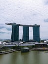 Aerial view of Marina Bay Sands in Singapore. The iconic hotel building in Singapore Royalty Free Stock Photo