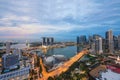 Aerial view of marina bay in Singapore city in night Royalty Free Stock Photo