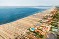 Aerial view of the Marina di Pietrasanta beach in the early morning, Tuscany Royalty Free Stock Photo