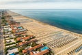 Aerial view of the Marina di Pietrasanta beach in the early morning, Tuscany Royalty Free Stock Photo