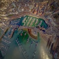 Aerial view of the Marina and Harbour with multiple moored boats. Ramsgate, Kent, England Royalty Free Stock Photo