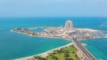 Aerial view of Marina Mall and Marina island in Abu Dhabi, UAE - panoramic view of shopping district