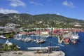 Aerial view of Marina and shipping dock near Crown Bay, St. Thomas, US Virgin Islands Royalty Free Stock Photo