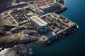 aerial view of marine current power plant construction Royalty Free Stock Photo