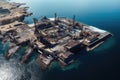 aerial view of marine current power plant construction Royalty Free Stock Photo