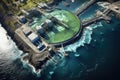aerial view of marine current power plant location Royalty Free Stock Photo