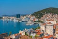 Aerial view of Marjan hill overlooking old town of Split in Croatia Royalty Free Stock Photo