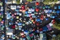 Aerial view Market on the evening from above in Thailand.