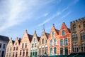 Aerial view of Markt in Bruges, Belgium, featuring a vibrant line of buildings Royalty Free Stock Photo