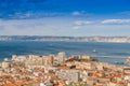 Aerial view of Marseille and the Mediterranean sea, in the Bouches du RhÃÂ´ne, in Provence, France Royalty Free Stock Photo