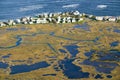 Aerial view of marsh and Rachel Carson Wildlife Sanctuary in Wells, south of Portland, Maine