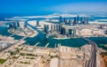 Aerial view of maryah island and Abu Dhabi skyline Royalty Free Stock Photo