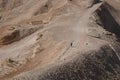 Aerial view of Masada with desert fortress and rocky mountains in Israel