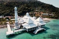 Aerial view of Masjid Besar Mosque on the Perhentian Islands in Malaysia Royalty Free Stock Photo