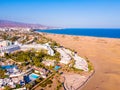 Aerial view of the Maspalomas dunes on the Gran Canaria island. Royalty Free Stock Photo