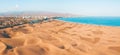 Aerial view of the Maspalomas dunes on the Gran Canaria island. Royalty Free Stock Photo