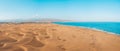 Aerial view of the Maspalomas dunes on the Gran Canaria island. Royalty Free Stock Photo
