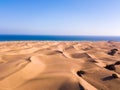 Aerial view of the Maspalomas dunes on the Gran Canaria island. Royalty Free Stock Photo