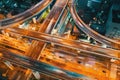 Aerial view of a highway intersection in Osaka, Japan