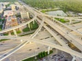 Top view massive highway intersection, stack interchange