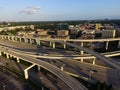 Top view massive highway intersection, stack interchange