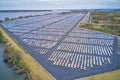 Aerial view of massive parking lot for new car imports Royalty Free Stock Photo