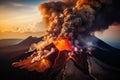 Aerial view of a massive Volcano Eruption.