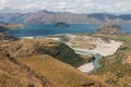 Aerial view of Matukituki river and lake Wanaka Royalty Free Stock Photo