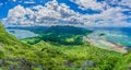 Aerial view of Mauritius islands with Le Morne Brabant, Africa