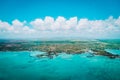 Aerial view of Mauritius, tropical paradise, taken during helicopter flight
