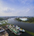 aerial view of mea nam ta chin river in samuthsakorn province outskirt of bangkok thailand capital Royalty Free Stock Photo