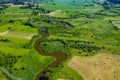 Aerial view of meander of the Wieprz river near Krasnystaw in Poland