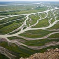 Aerial View of a Meandering River Delta Royalty Free Stock Photo