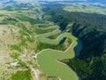 Meanders at rocky river Uvac river in Serbia Royalty Free Stock Photo