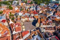 Aerial view of the medieval, beautiful walled city of Tallinn,Estonia