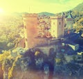 Aerial view of medieval castle of Foix