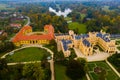 Aerial view on the medieval castle Lednice. South Moravian region Royalty Free Stock Photo