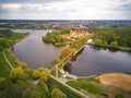 Aerial view of Medieval castle in Nesvizh. Belarus Royalty Free Stock Photo