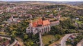 Aerial view of medieval Corvin Castle