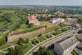 Aerial view of medieval Dubno Castle at Dubno town, Rivne region, Ukraine Royalty Free Stock Photo