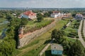 Aerial view of medieval Dubno Castle at Dubno town, Rivne region, Ukraine Royalty Free Stock Photo