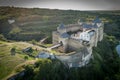 Aerial view of medieval Khotyn fortress on a Dniestr river, Chernivtsi region, Ukraine Royalty Free Stock Photo