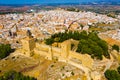 Aerial view of medieval Moorish castle of Alcazaba of Antequera, Spain