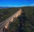 Aerial view of the medieval Roman aqueduct Royalty Free Stock Photo