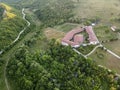 Aerial view of Medieval Rozhen Monastery, Bulgaria