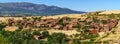 Aerial view medieval village in the mountains called Madriguera in Segovia Spain. Europe Royalty Free Stock Photo